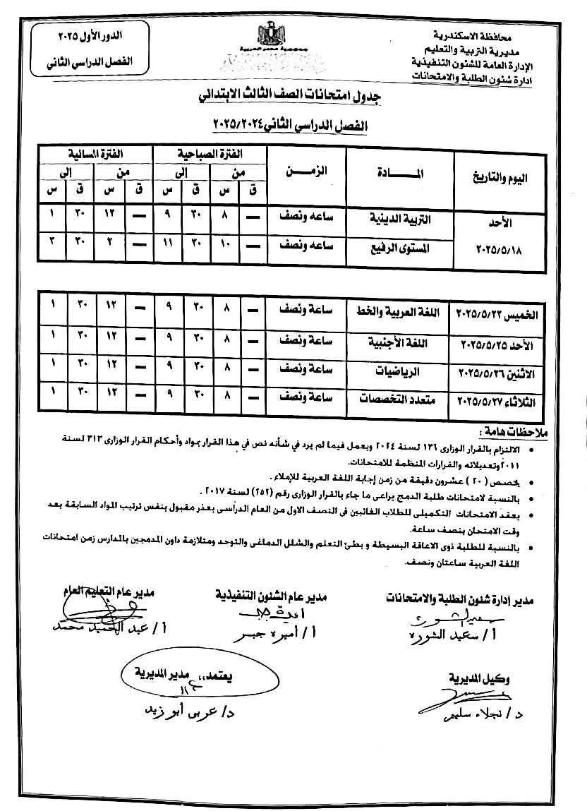 جدول امتحانات نهاية العام الدراسي (4) جدول امتحانات نهاية العام الدراسي (4)