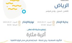 حالة الطقس اليوم في الرياض الإنذار البرتقالي في الأفلاج والسليل ووادي الدواسر