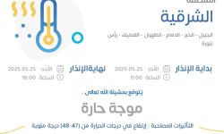 حالة الطقس اليوم في الشرقية الإنذار الأصفر في الجبيل والخبر والدمام والظهران والقطيف ورأس تنورة