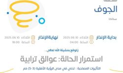 حالة الطقس اليوم في الجوف الإنذار الأصفر في سكاكا