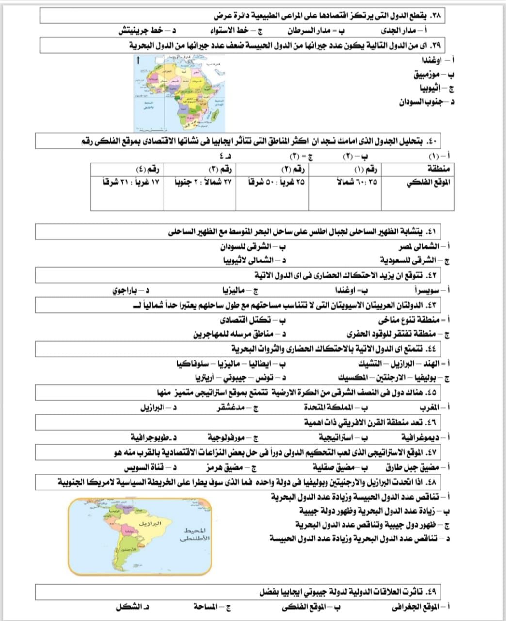 مراجعة الجغرافيا مراجعة الجغرافيا