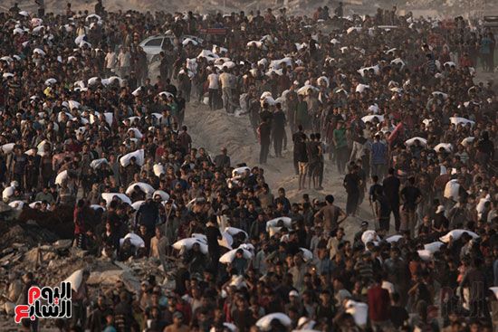 معاناة أهالى غزة للحصول على المساعدات معاناة أهالى غزة للحصول على المساعدات