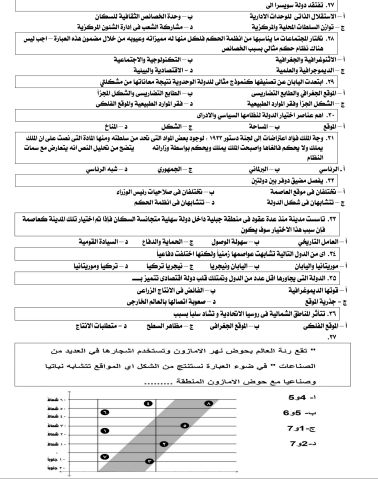أهم الأسئلة فى مادة الجغرافيا أهم الأسئلة فى مادة الجغرافيا