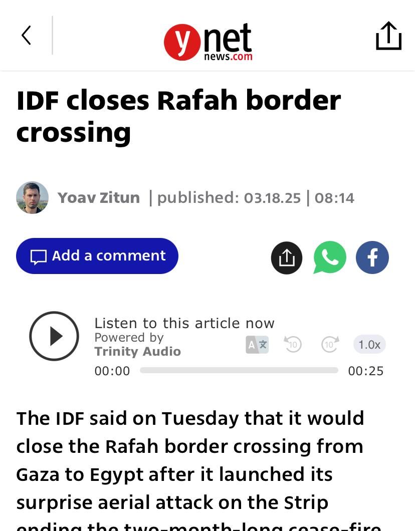 يديعوت آحرونوت تعنون إغلاق الاحتلال لمعبر رفح من الجانب الفلسطيني يديعوت آحرونوت تعنون إغلاق الاحتلال لمعبر رفح من الجانب الفلسطيني