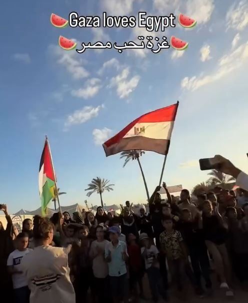 أعلام مصر وفلسطين جنبا إلى جنب أعلام مصر وفلسطين جنبا إلى جنب