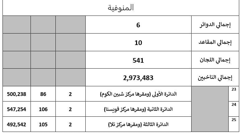 تفاصيل تصويت 55 دائرة باعادة المرحلة الثانية لانتخابات النواب (11) تفاصيل تصويت 55 دائرة باعادة المرحلة الثانية لانتخابات النواب (11)