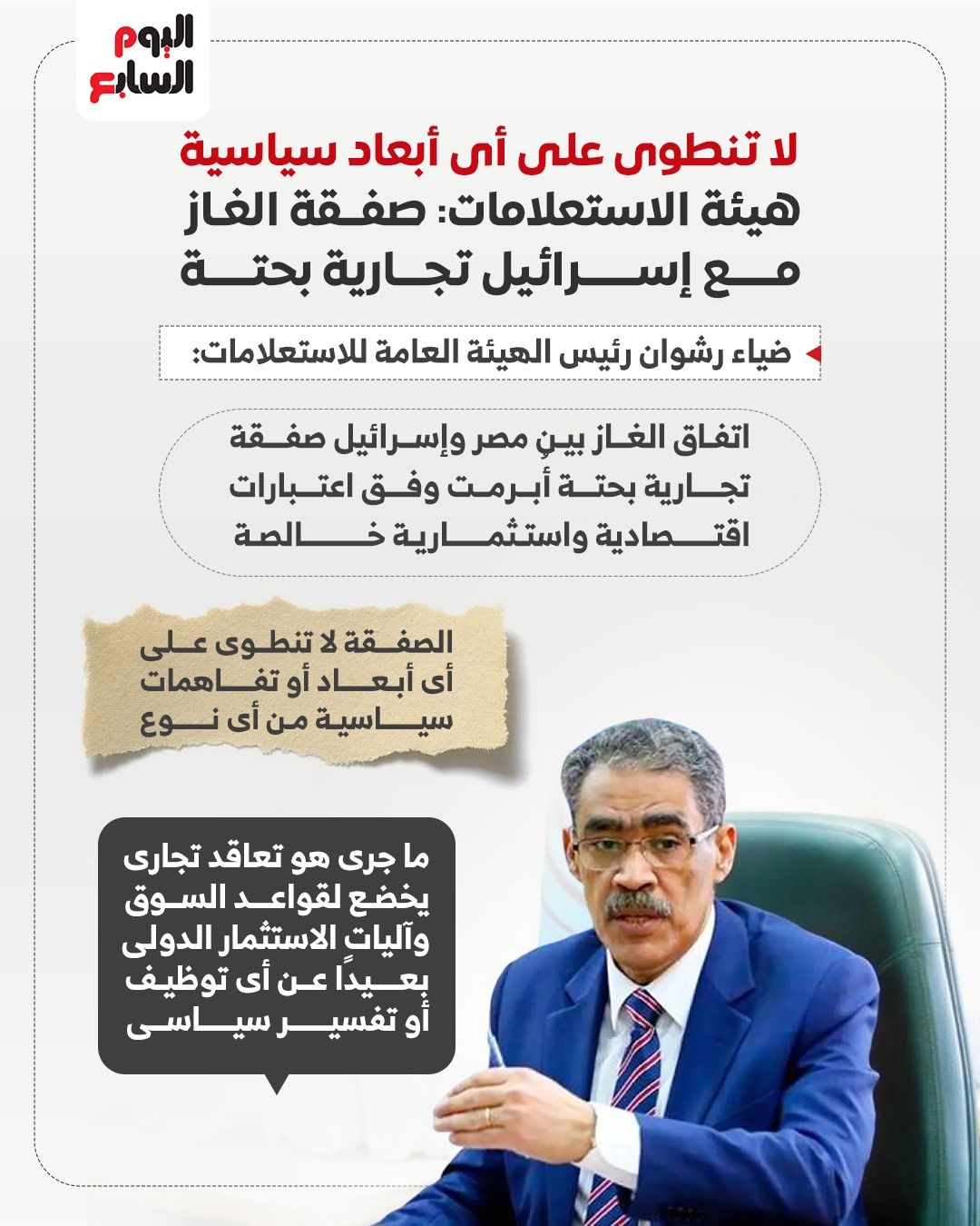 الاستعلامات صفقة الغاز مع إسرائيل تجارية بحتة الاستعلامات صفقة الغاز مع إسرائيل تجارية بحتة