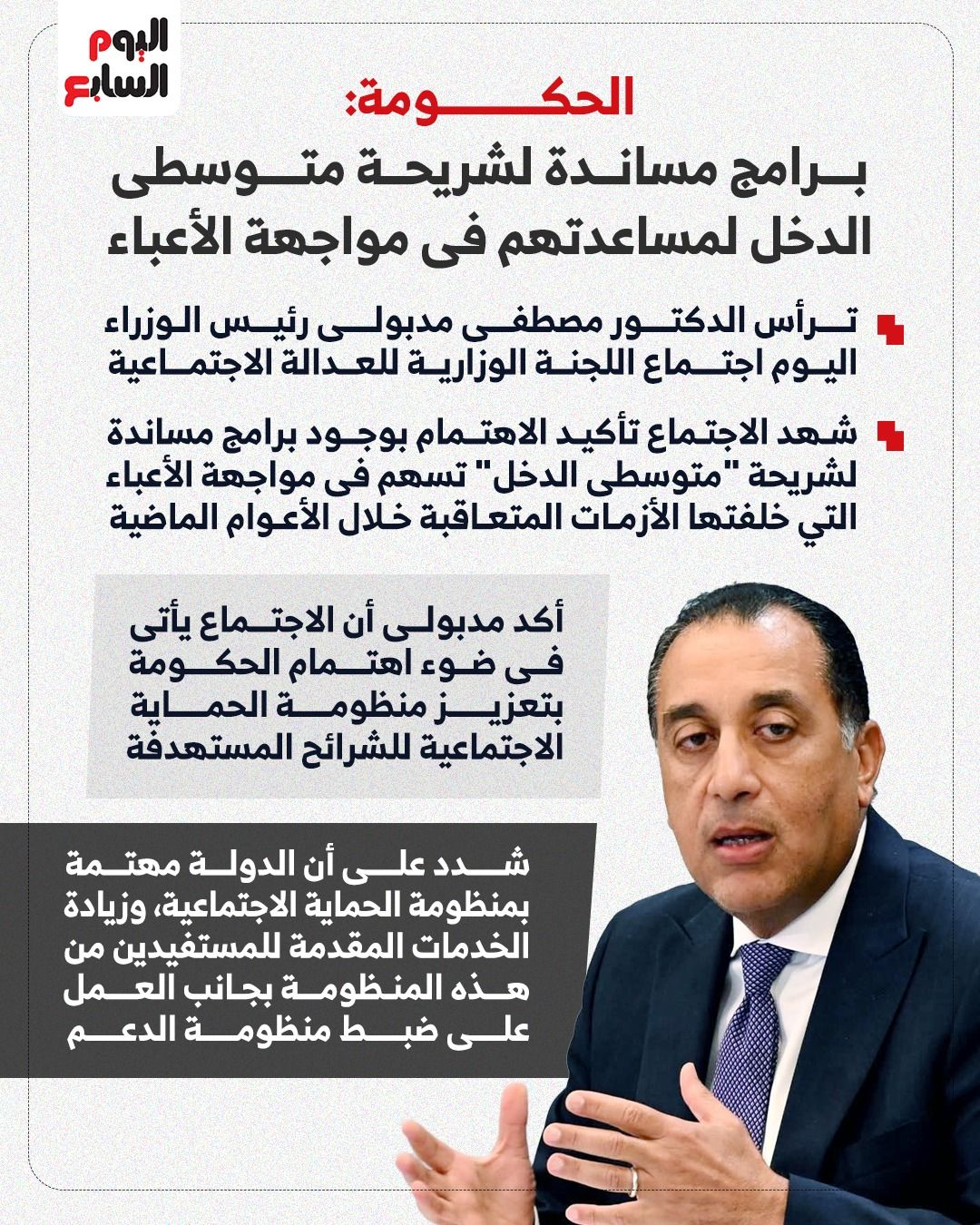 الحكومة برامج مساندة لشريحة متوسطى الدخل لمساعدتهم فى مواجهة الأعباء الحكومة برامج مساندة لشريحة متوسطى الدخل لمساعدتهم فى مواجهة الأعباء