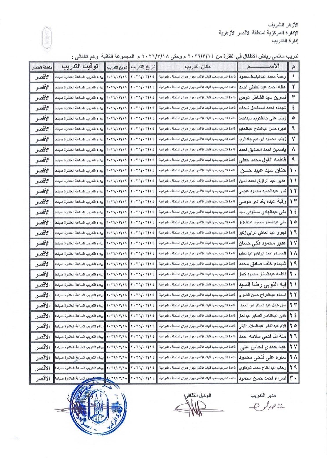 موعد تدريب معلمات رياض الأطفال بأزهر الأقصر وأماكن انعقاده موعد تدريب معلمات رياض الأطفال بأزهر الأقصر وأماكن انعقاده