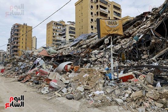 تراكم ركام المبانى المدمرة فى جنوب لبنان تراكم ركام المبانى المدمرة فى جنوب لبنان