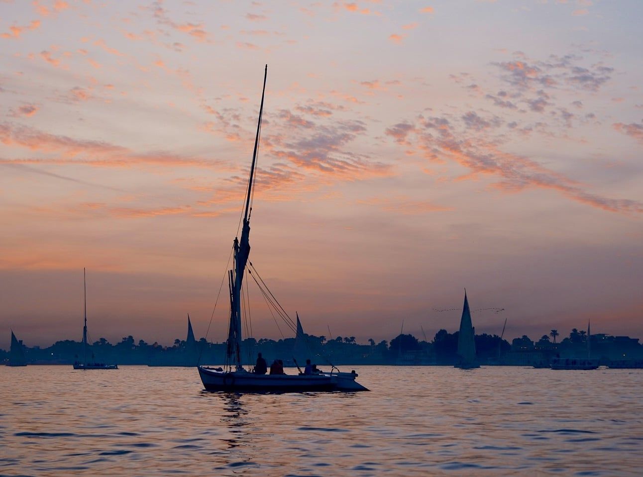 السياح يستمتعون يومياً في المراكب النيلية في لحظات غروب الشمس السياح يستمتعون يومياً في المراكب النيلية في لحظات غروب الشمس