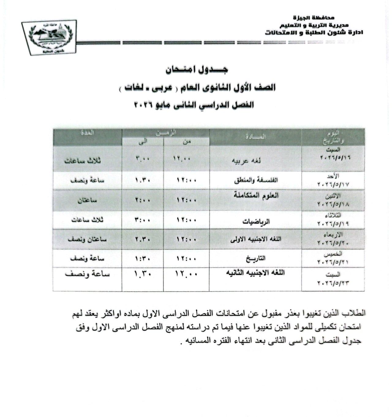 الصف الأول الثانوى الصف الأول الثانوى