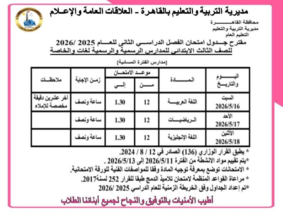 امتحانات الفصل الدراسي الثاني بالقاهرة (1)
