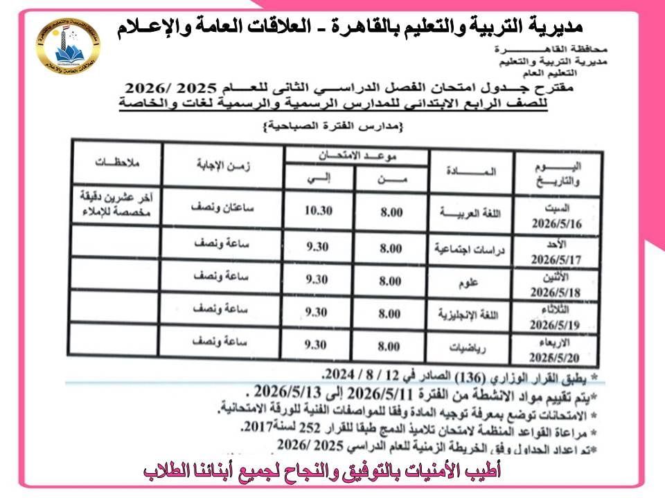 امتحانات الفصل الدراسي الثاني بالقاهرة (4)