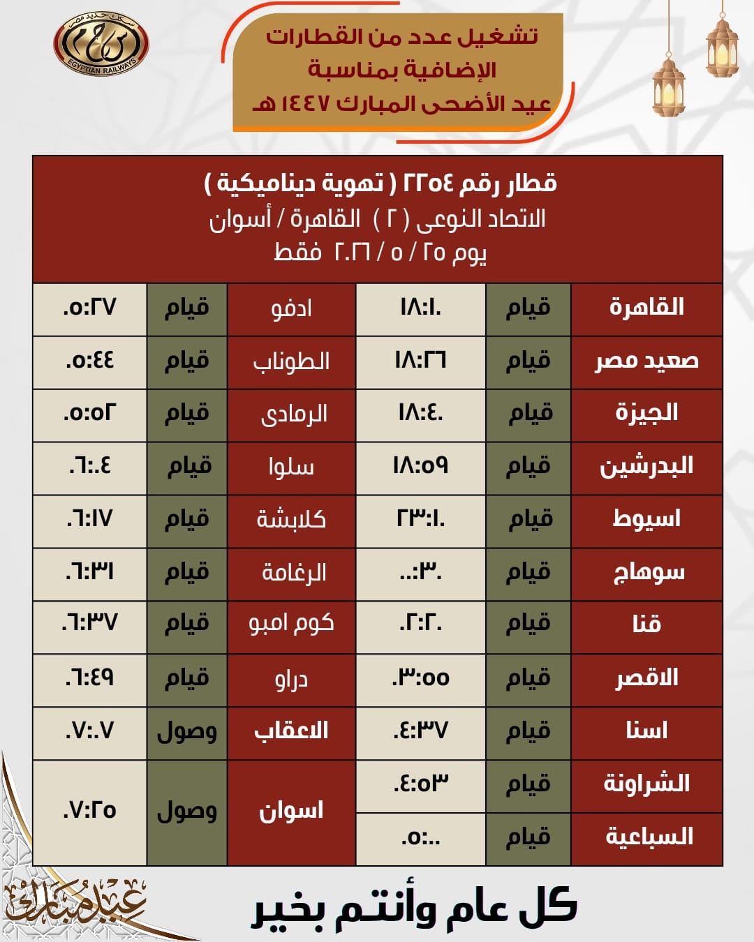 قطارات صعيد مصر
