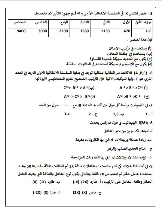 مراجعة الكيمياء