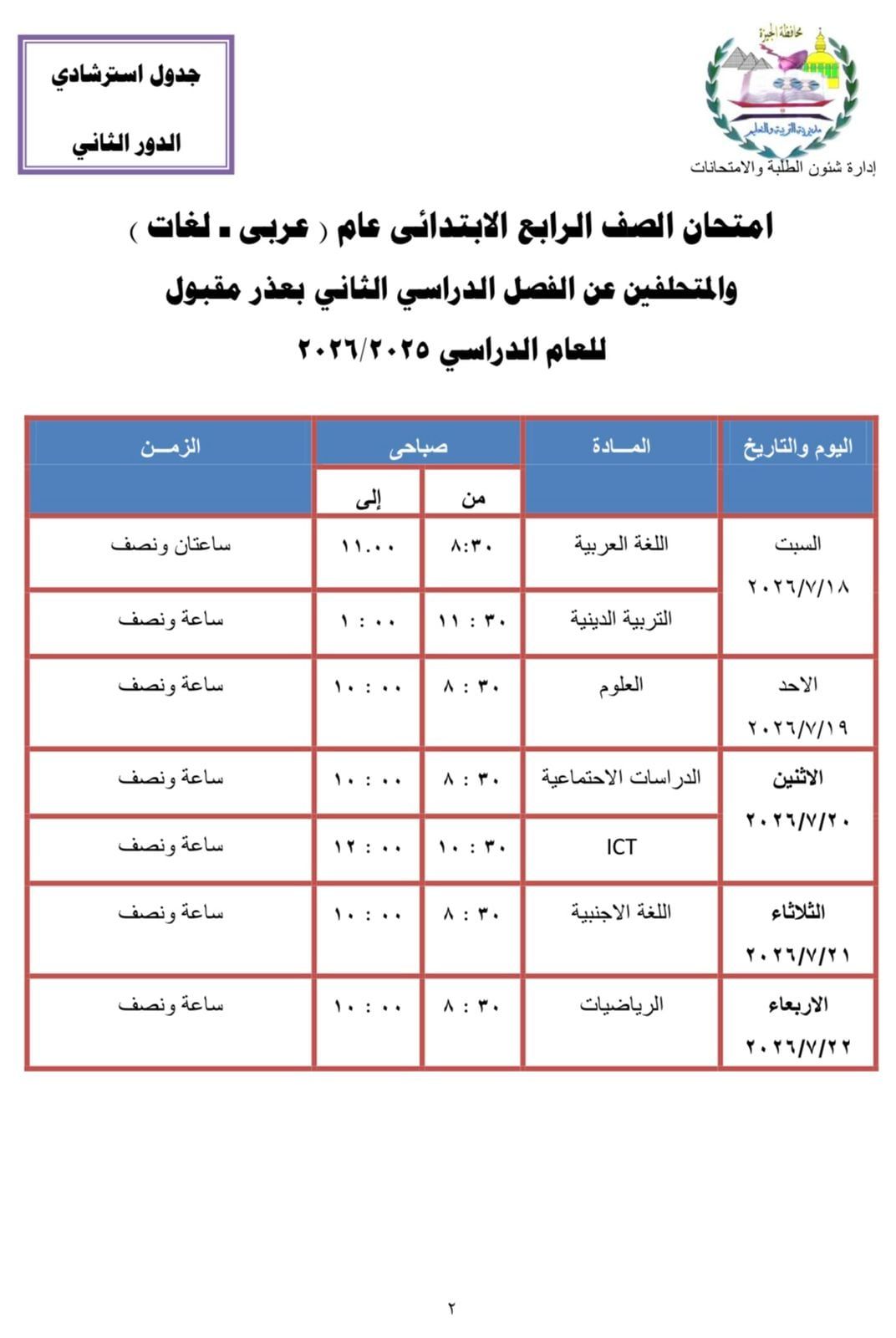 الرابع الابتدائى الرابع الابتدائى