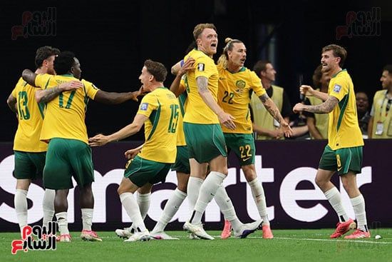 احتفال منتخب أستراليا بهدف التعادل احتفال منتخب أستراليا بهدف التعادل