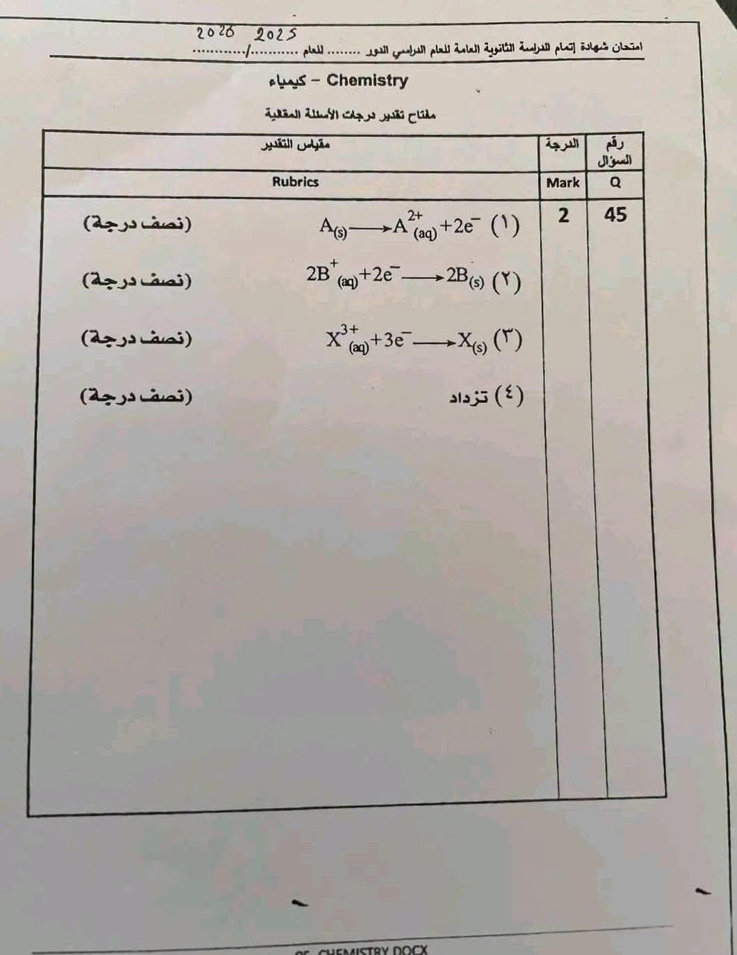 إجابات الأسئلة المقالية للكيمياء إجابات الأسئلة المقالية للكيمياء
