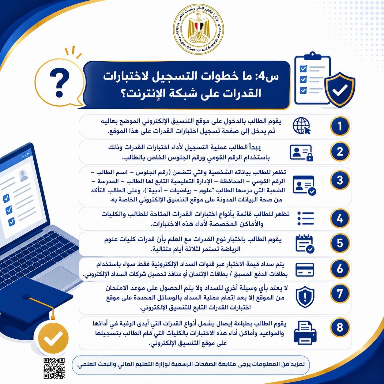 خطوات التسجيل لاختبارات القدرات خطوات التسجيل لاختبارات القدرات
