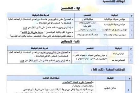 وظائف
    الشركة
    القابضة
    لمياه
    الشرب
    والصرف
    الصحي
    بالغربية
    مسابقة
    توظيف
    لسنة
    2026