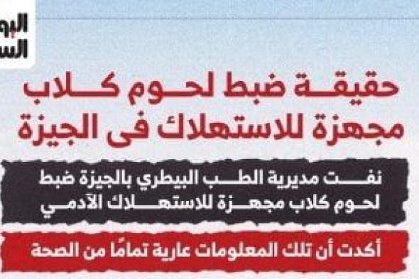 حقيقة
ضبط
لحوم
كلاب
مجهزة
للاستهلاك
الآدمى
فى
الجيزة..
إنفوجراف