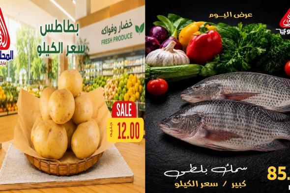 عروض
المحلاوى
ماركت
فريش
أسماك
و
خضار
و
فواكه
الثلاثاء
23
يونيو
2026